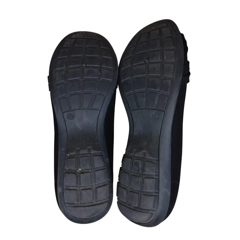 Harborsides Flats Women’s 9 Black Strappy Memory Foam Casual Comfort Dress Shoes